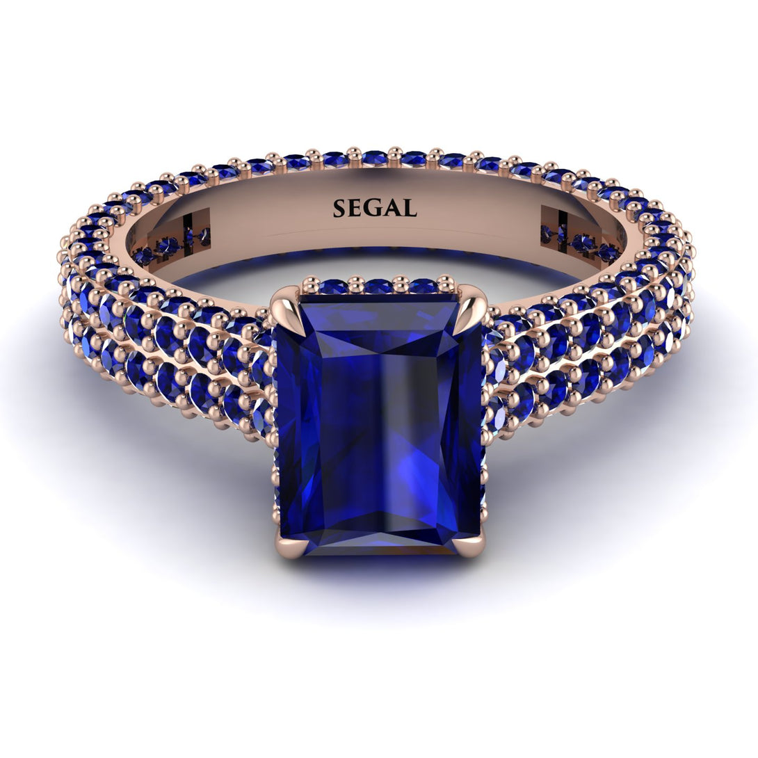Radiant Cut Sapphire Pave Engagement Ring - Kenzie No. 74
