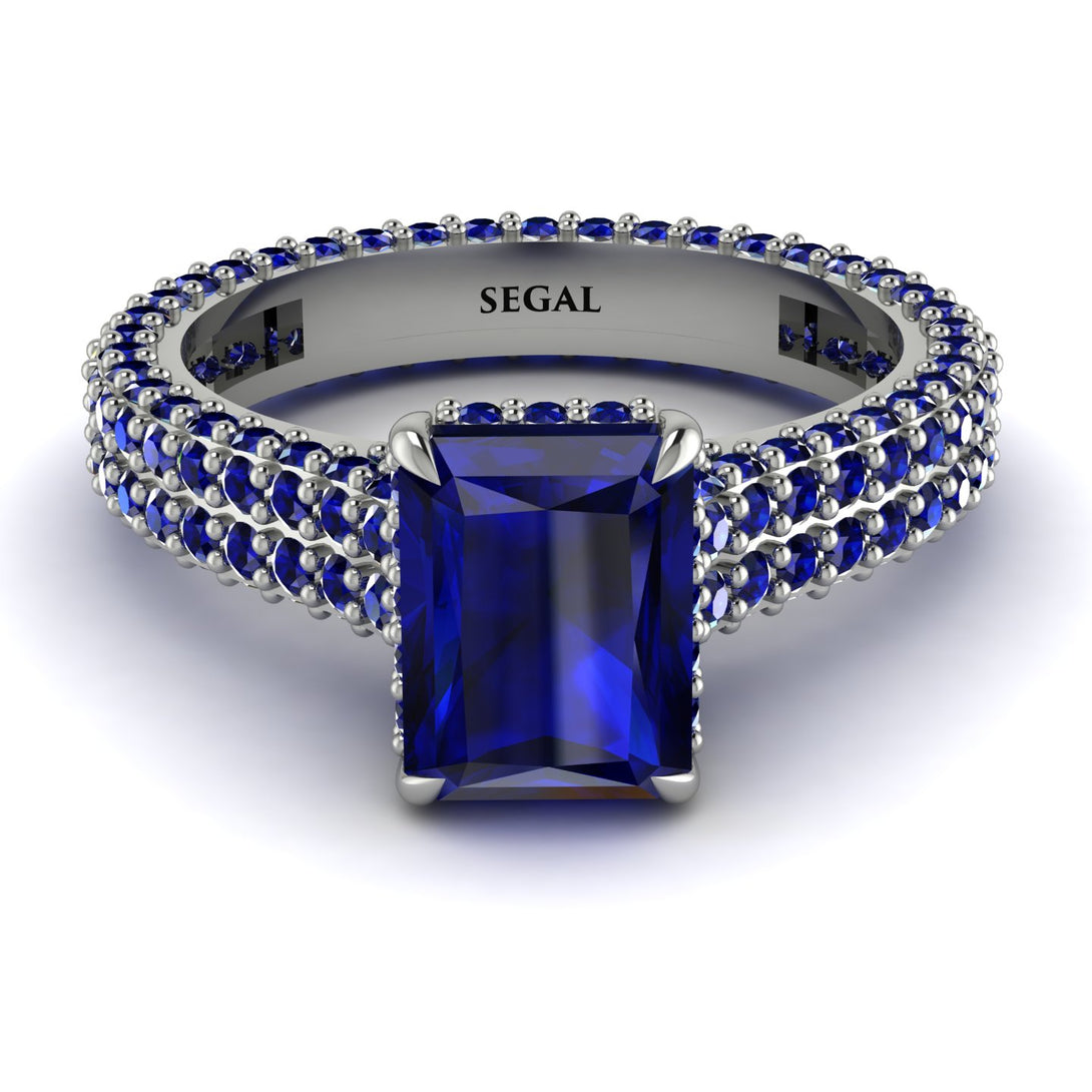 Radiant Cut Sapphire Pave Engagement Ring - Kenzie No. 75