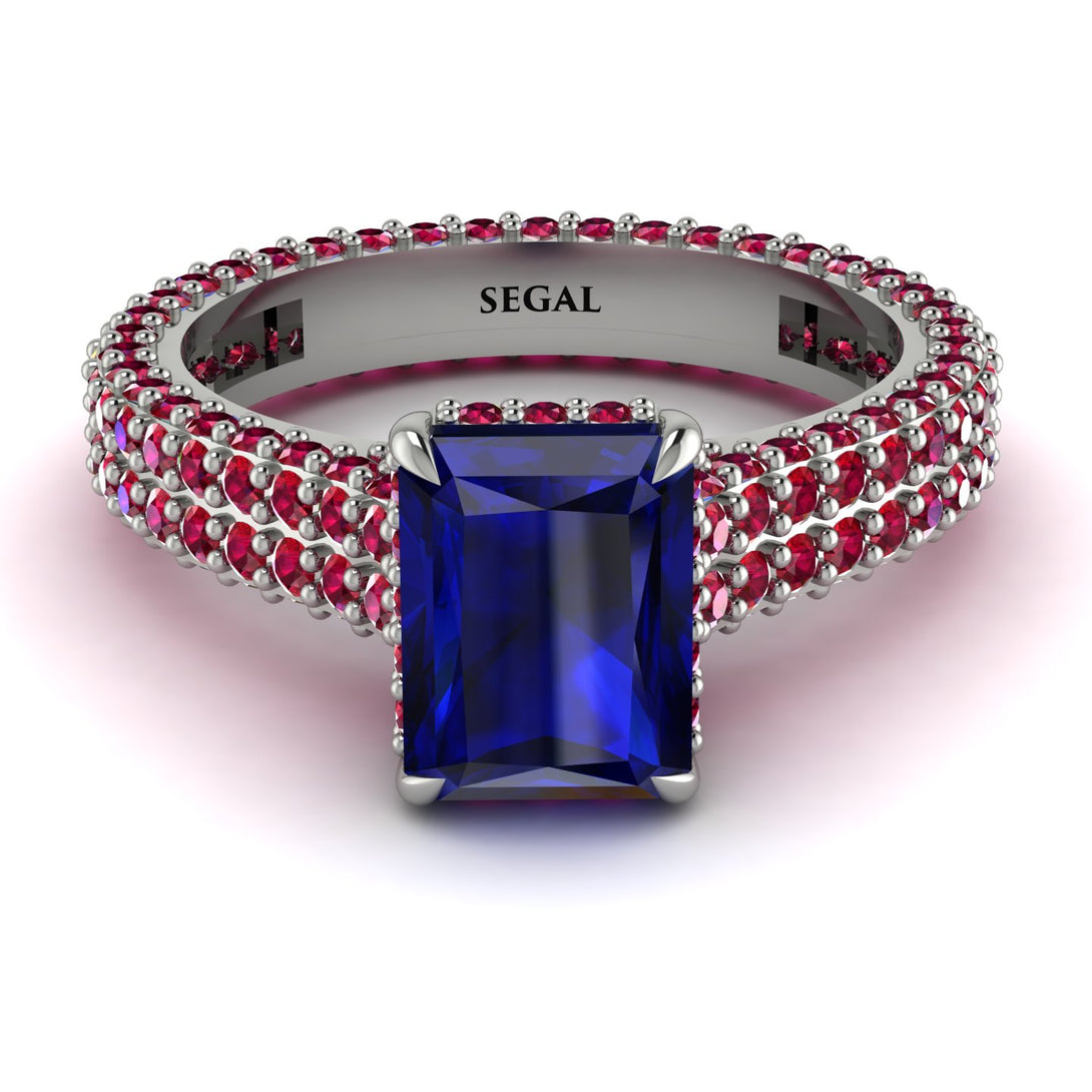 Radiant Cut Sapphire Pave Engagement Ring - Kenzie No. 60