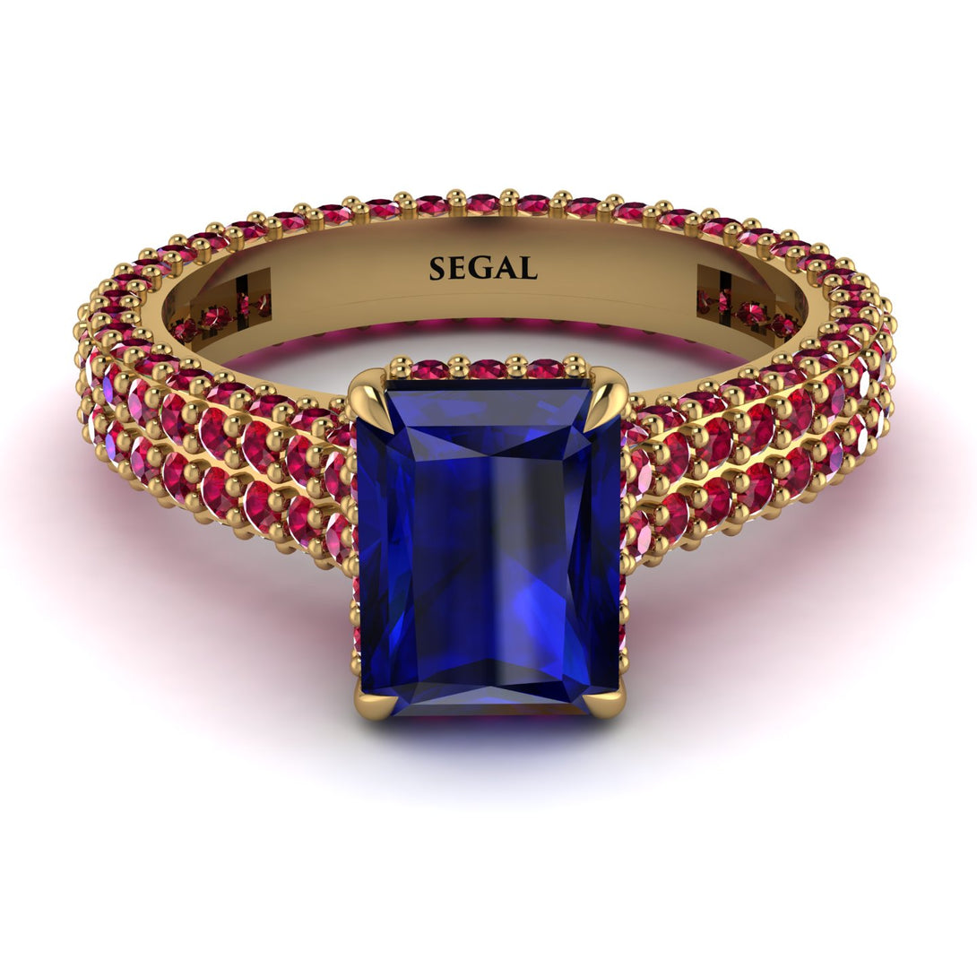 Radiant Cut Sapphire Pave Engagement Ring - Kenzie No. 58
