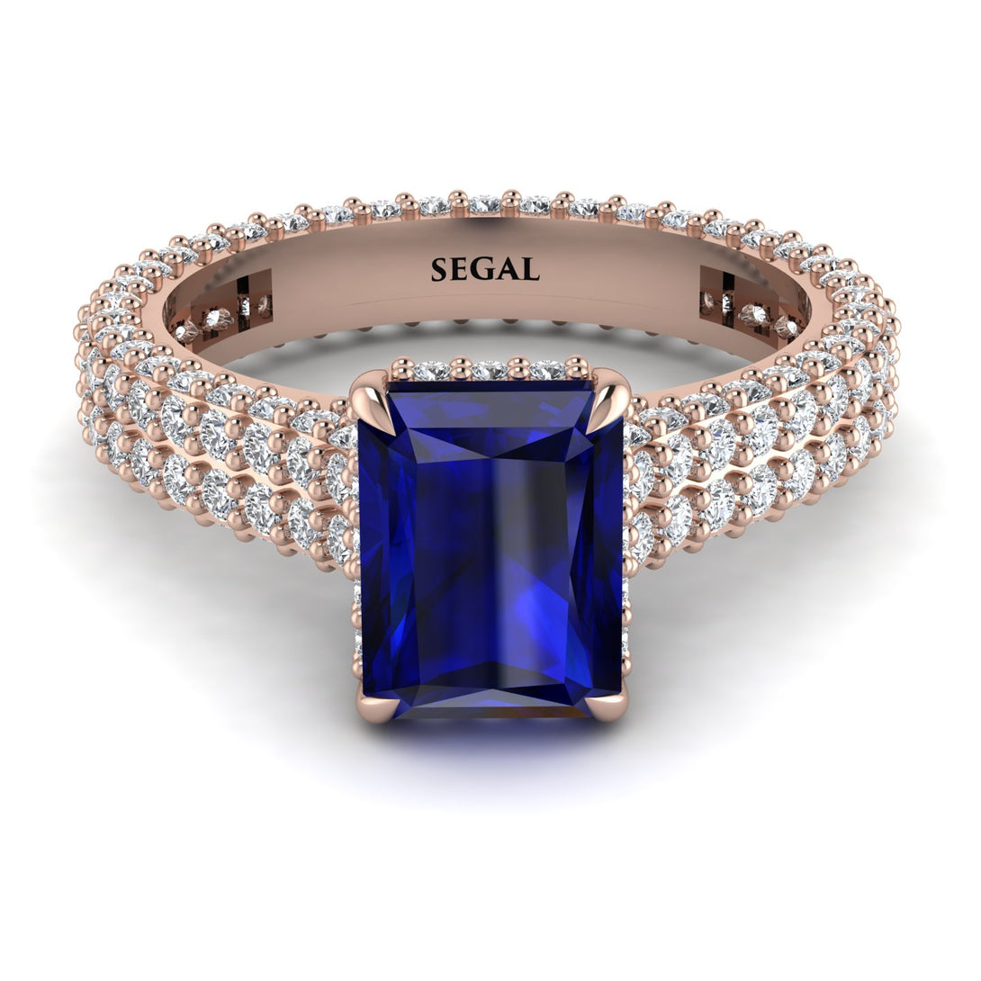 Radiant Cut Sapphire Pave Engagement Ring - Kenzie No. 14