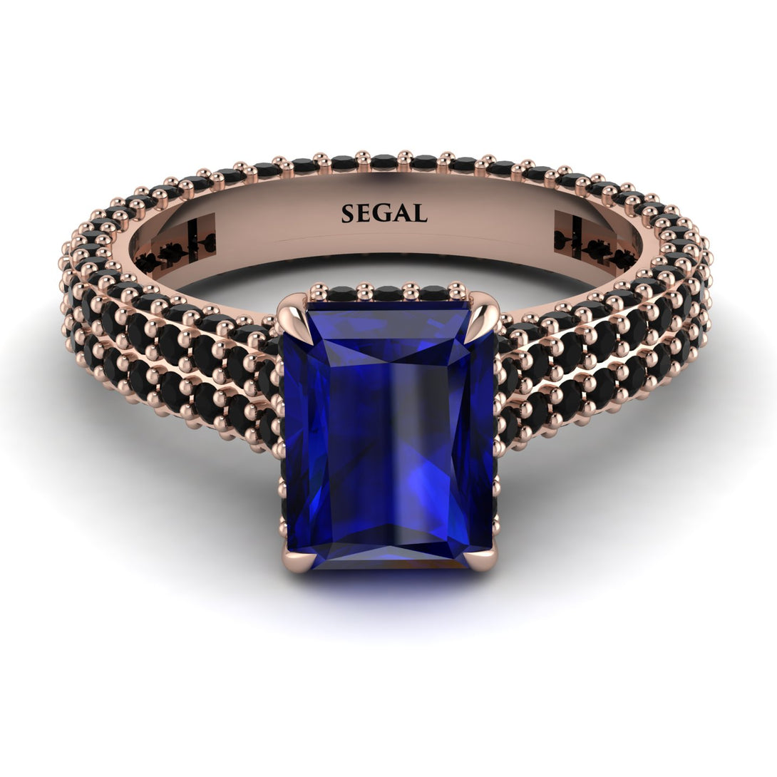 Radiant Cut Sapphire Pave Engagement Ring - Kenzie No. 44