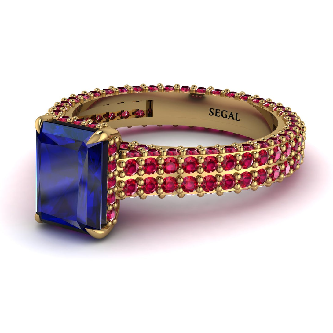Radiant Cut Sapphire Pave Engagement Ring - Kenzie No. 58