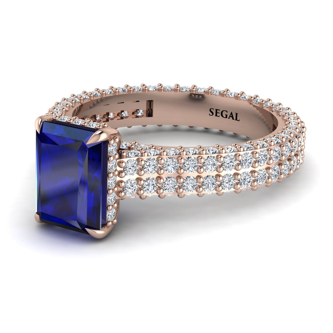 Radiant Cut Sapphire Pave Engagement Ring - Kenzie No. 14