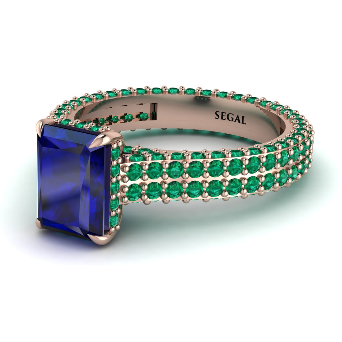 Radiant Cut Sapphire Pave Engagement Ring - Kenzie No. 29