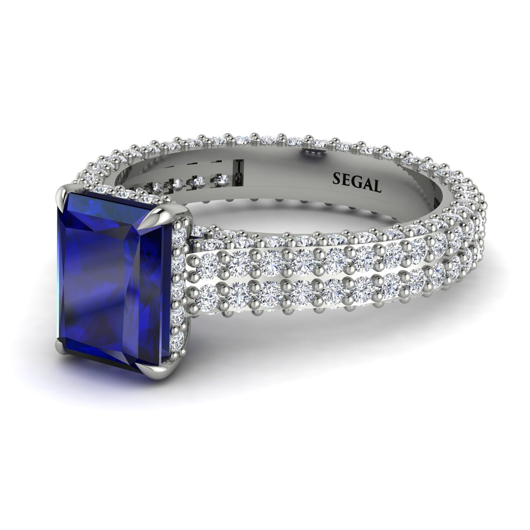 Radiant Cut Sapphire Pave Engagement Ring - Kenzie No. 15