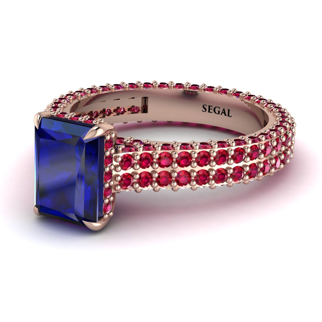 Radiant Cut Sapphire Pave Engagement Ring - Kenzie No. 59