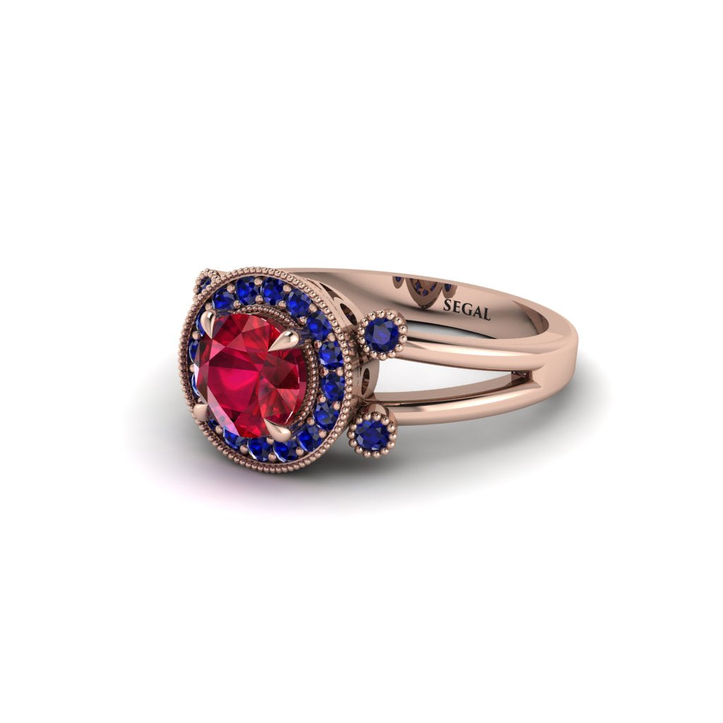 Radiant Ruby Halo Gold Engagement Ring - Madilyn No. 71