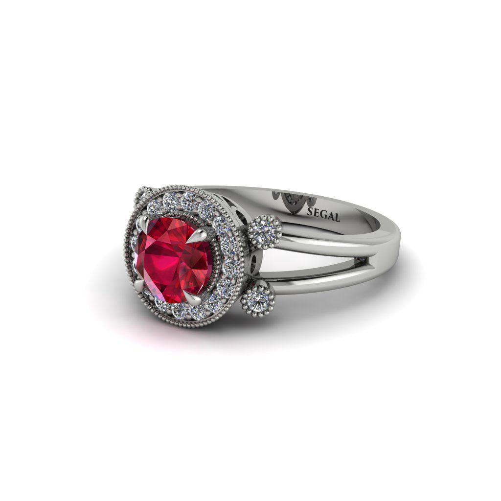 Radiant Ruby Halo Gold Engagement Ring - Madilyn No. 12