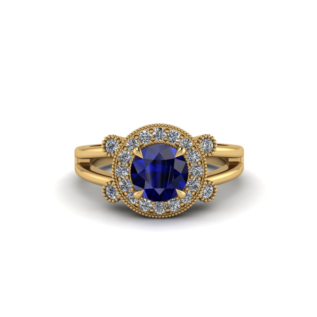 Radiant Sapphire Halo Gold Engagement Ring - Madilyn No. 13