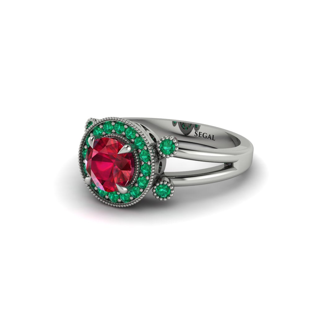 Radiant Ruby Halo Gold Engagement Ring - Madilyn No. 27