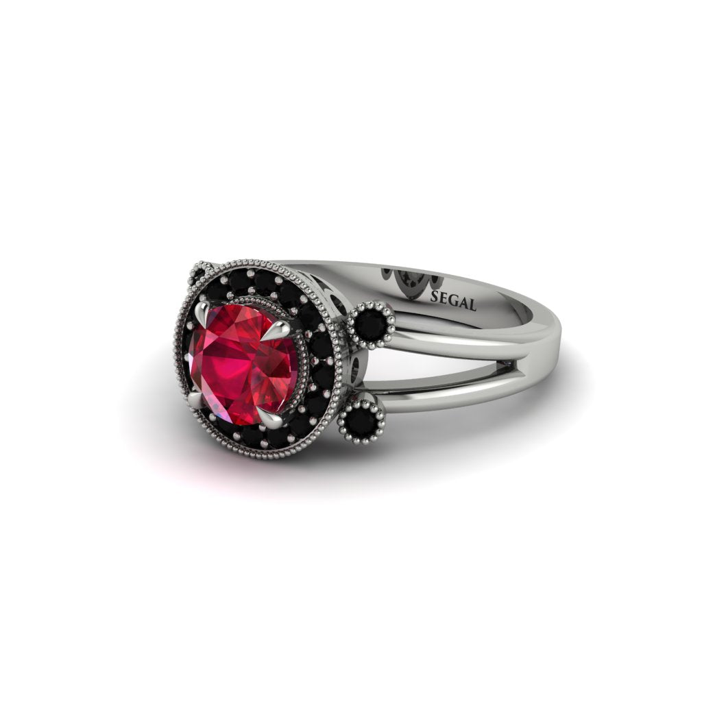 Radiant Ruby Halo Gold Engagement Ring - Madilyn No. 42