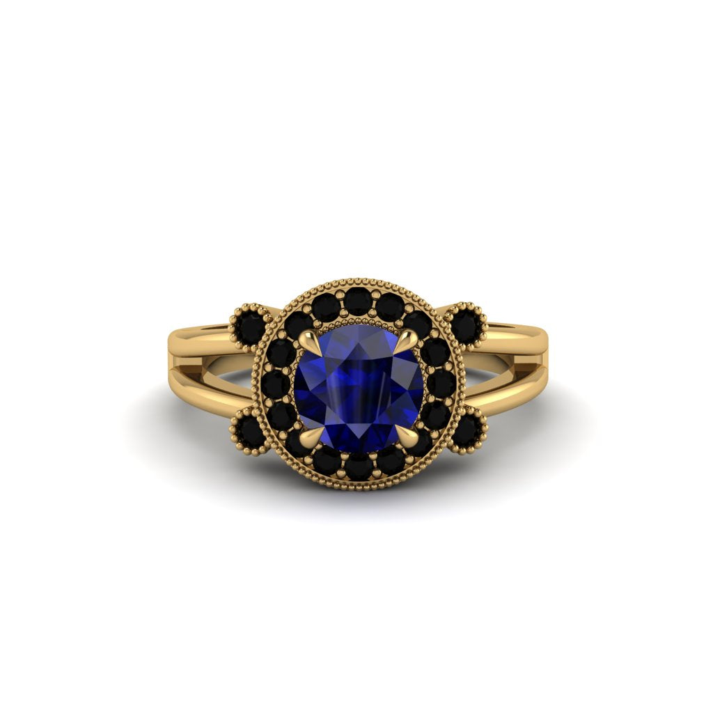 Radiant Sapphire Halo Gold Engagement Ring - Madilyn No. 43