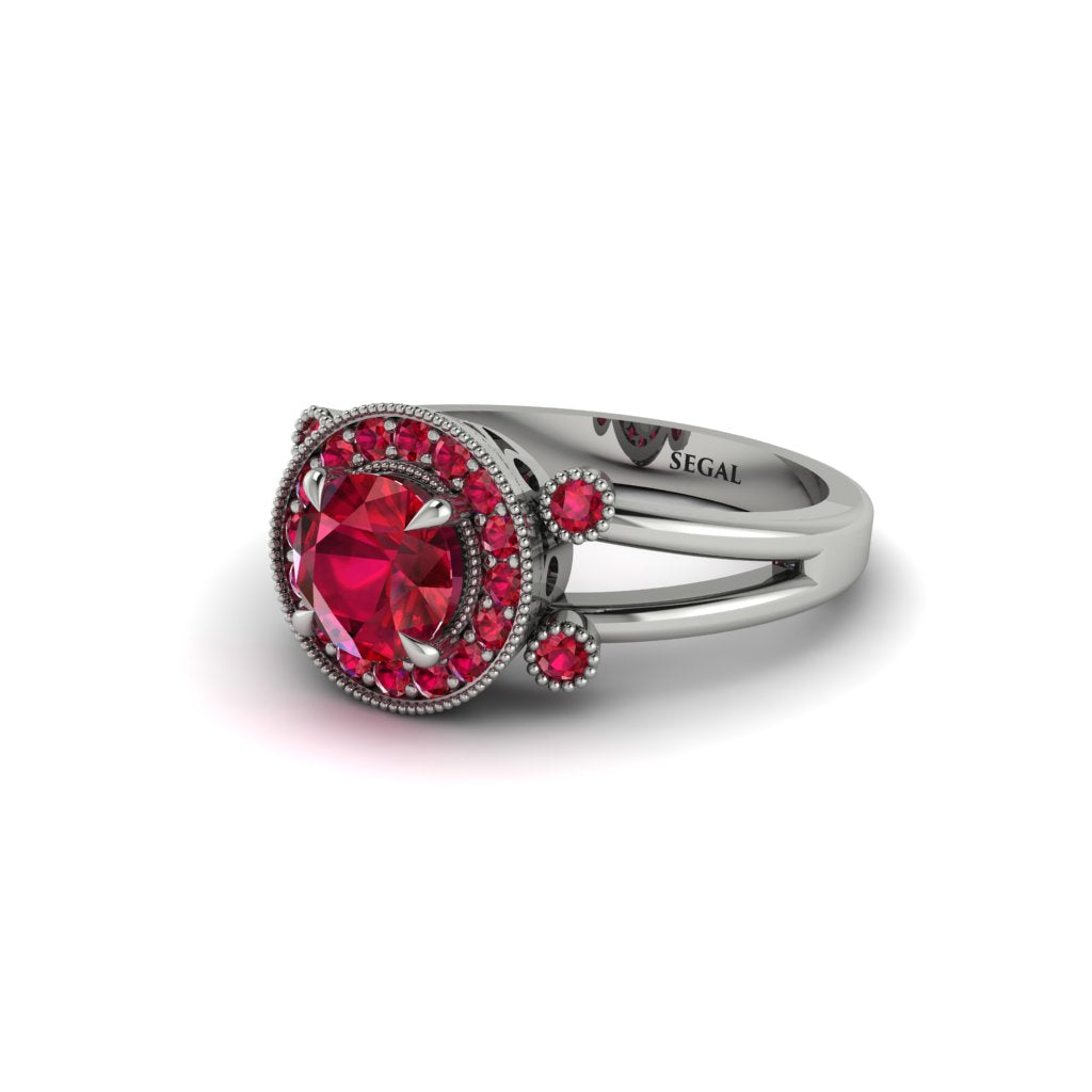 Radiant Ruby Halo Gold Engagement Ring - Madilyn No. 57