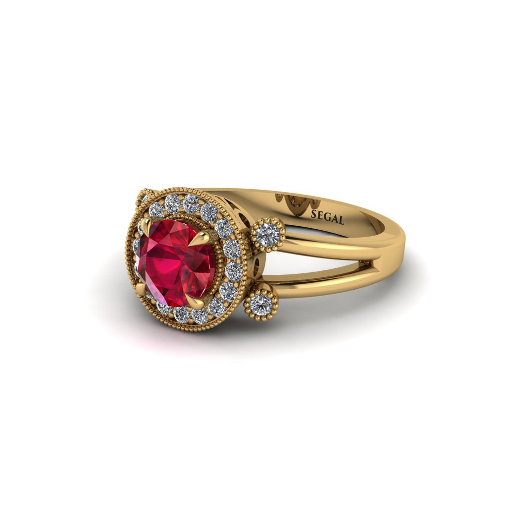 Radiant Ruby Halo Gold Engagement Ring - Madilyn No. 10