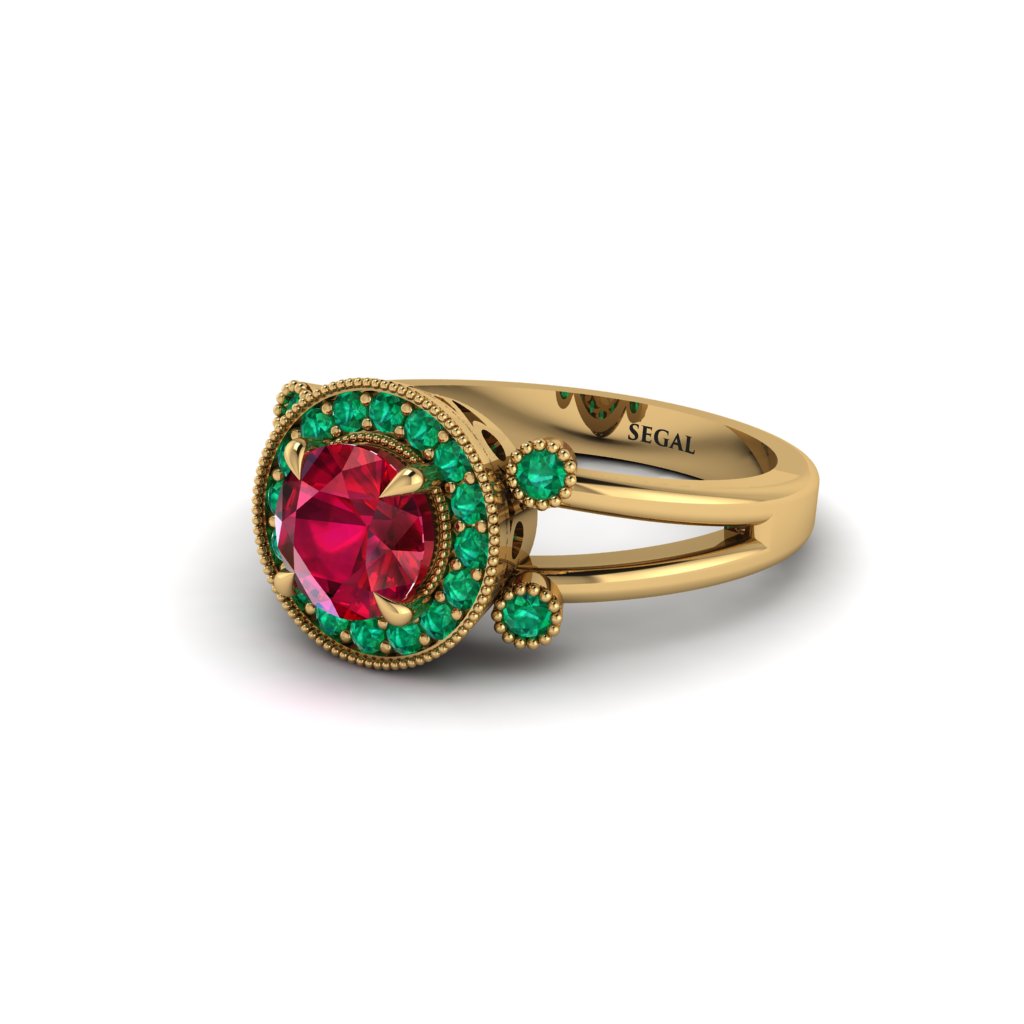 Radiant Emerald Halo Gold Engagement Ring - Madilyn No. 49