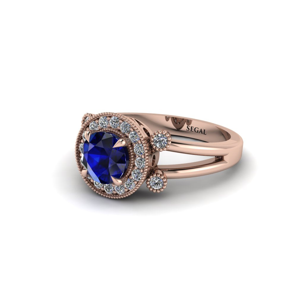 Radiant Sapphire Halo Gold Engagement Ring - Madilyn No. 14