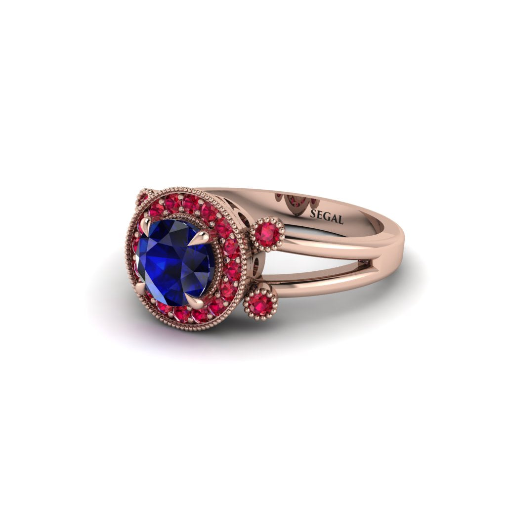 Radiant Sapphire Halo Gold Engagement Ring - Madilyn No. 59