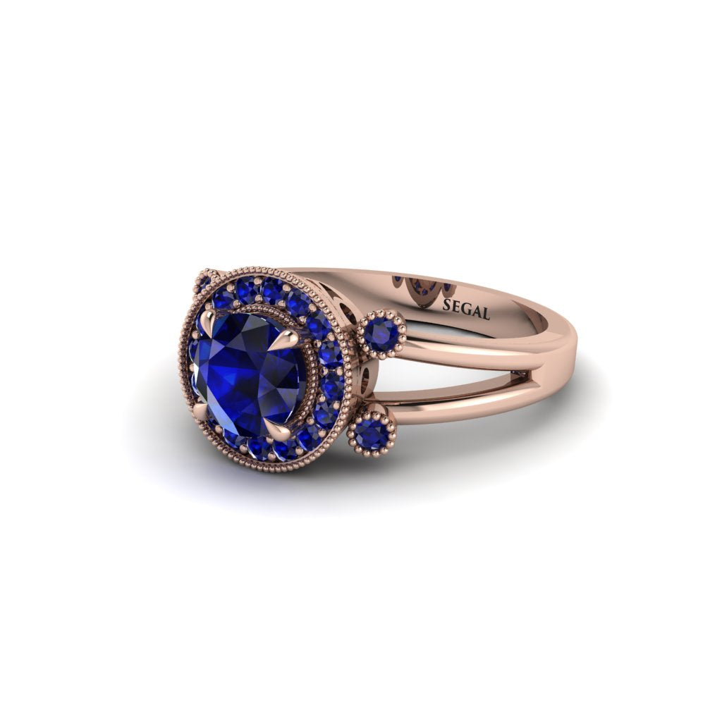 Radiant Sapphire Halo Gold Engagement Ring - Madilyn No. 74