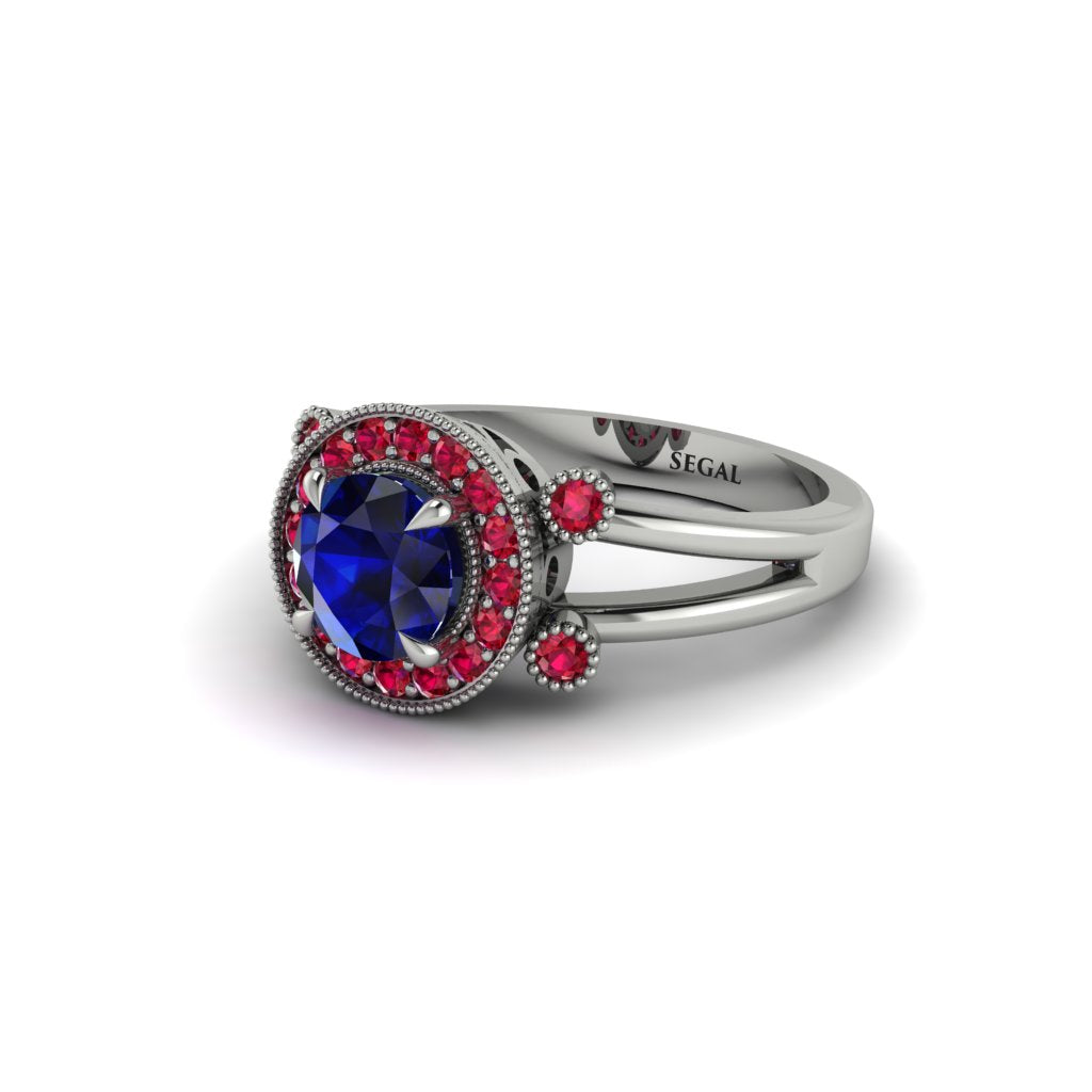 Radiant Sapphire Halo Gold Engagement Ring - Madilyn No. 60