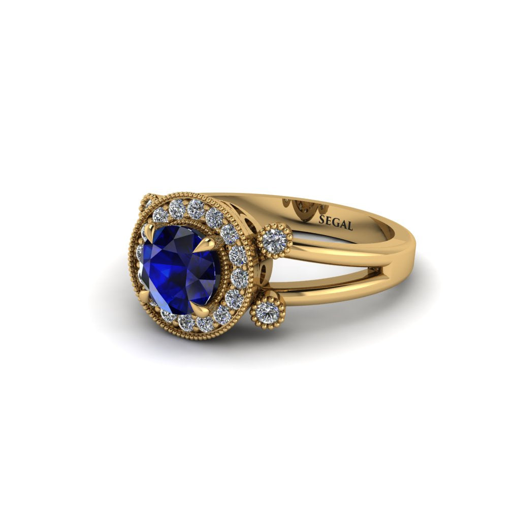 Radiant Sapphire Halo Gold Engagement Ring - Madilyn No. 13