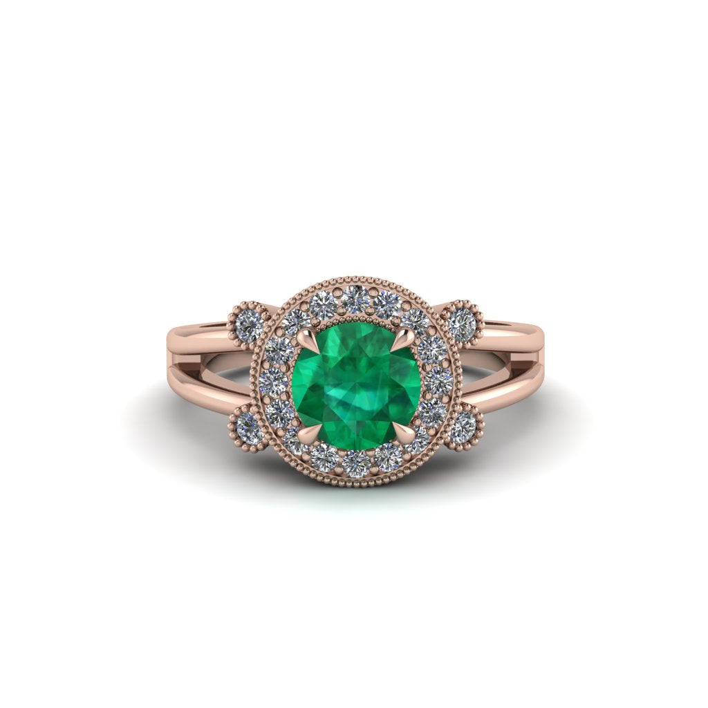 Radiant Emerald Halo Gold Engagement Ring - Madilyn No. 5
