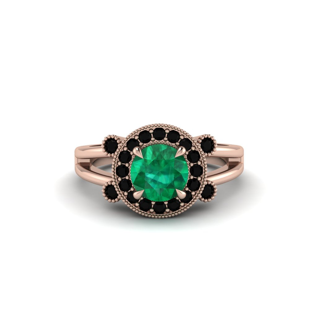 Radiant Emerald Halo Gold Engagement Ring - Madilyn No. 35