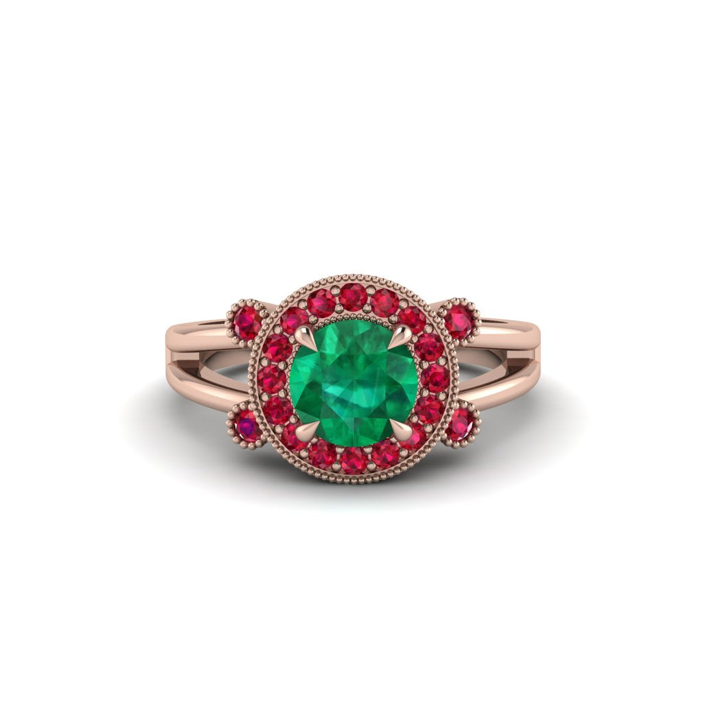 Radiant Emerald Halo Gold Engagement Ring - Madilyn No. 50