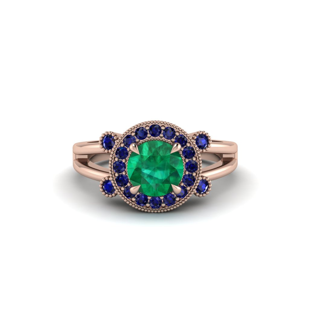 Radiant Emerald Halo Gold Engagement Ring - Madilyn No. 65