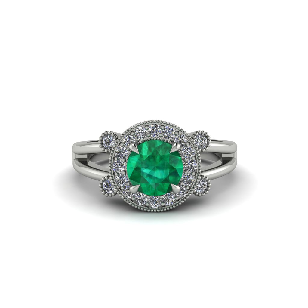 Radiant Emerald Halo Gold Engagement Ring - Madilyn No. 6