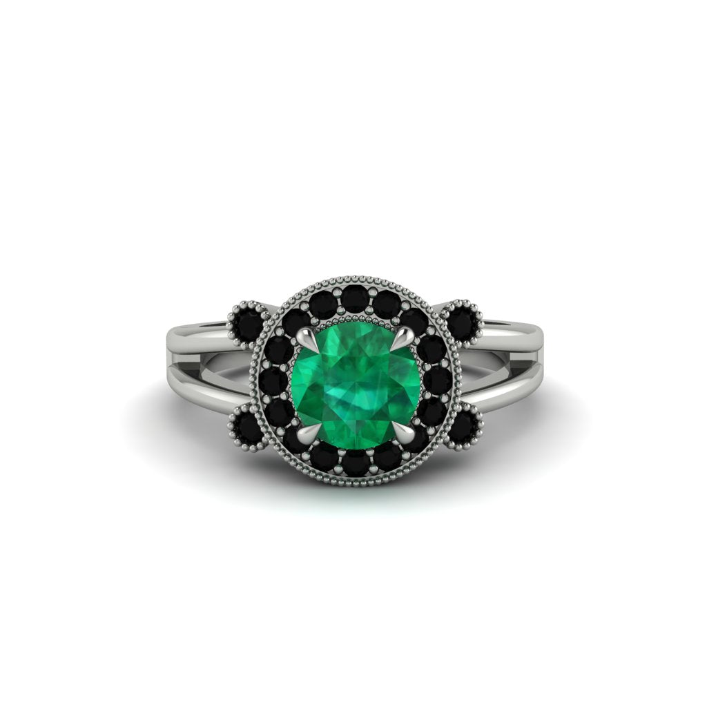 Radiant Emerald Halo Gold Engagement Ring - Madilyn No. 36