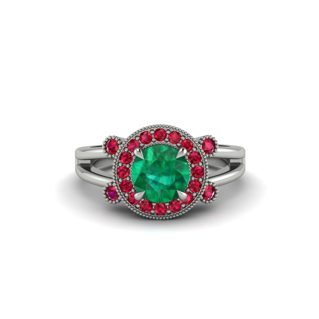 Radiant Emerald Halo Gold Engagement Ring - Madilyn No. 51