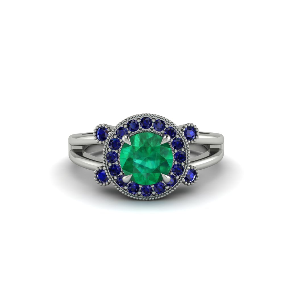 Radiant Emerald Halo Gold Engagement Ring - Madilyn No. 66