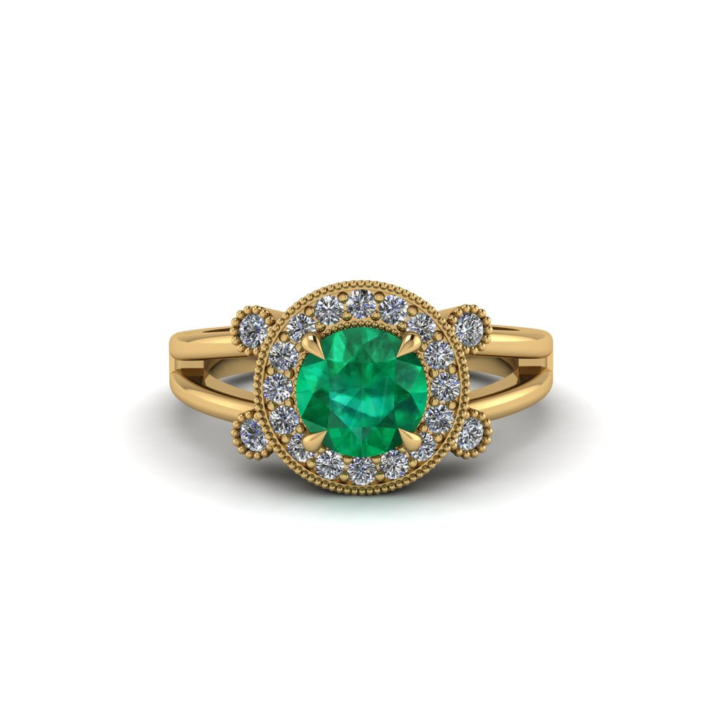 Radiant Emerald Halo Gold Engagement Ring - Madilyn No. 4