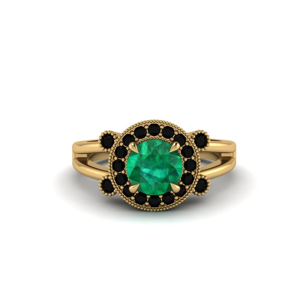 Radiant Emerald Halo Gold Engagement Ring - Madilyn No. 34