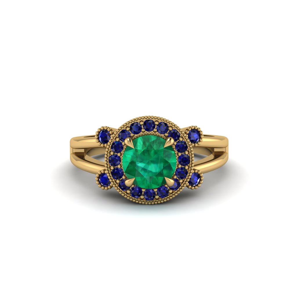 Radiant Emerald Halo Gold Engagement Ring - Madilyn No. 64