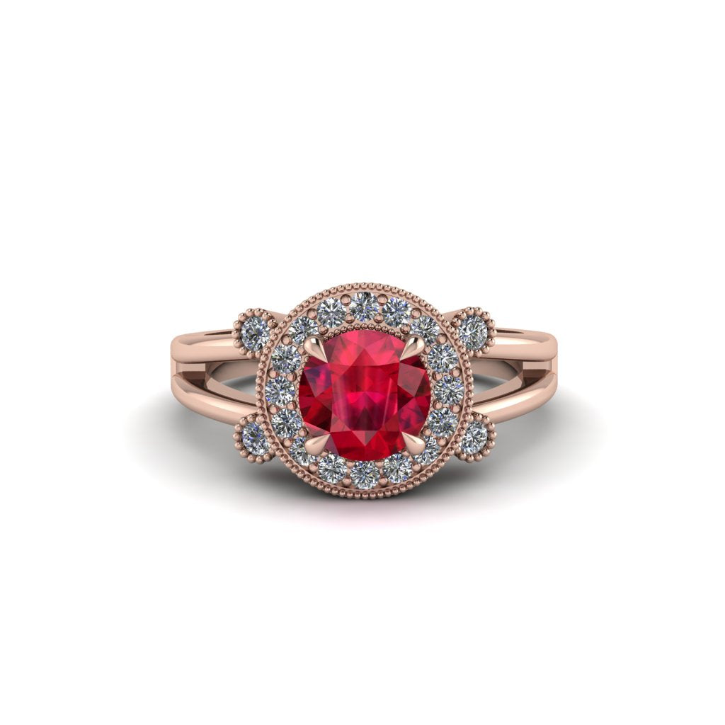 Radiant Ruby Halo Gold Engagement Ring - Madilyn No. 11
