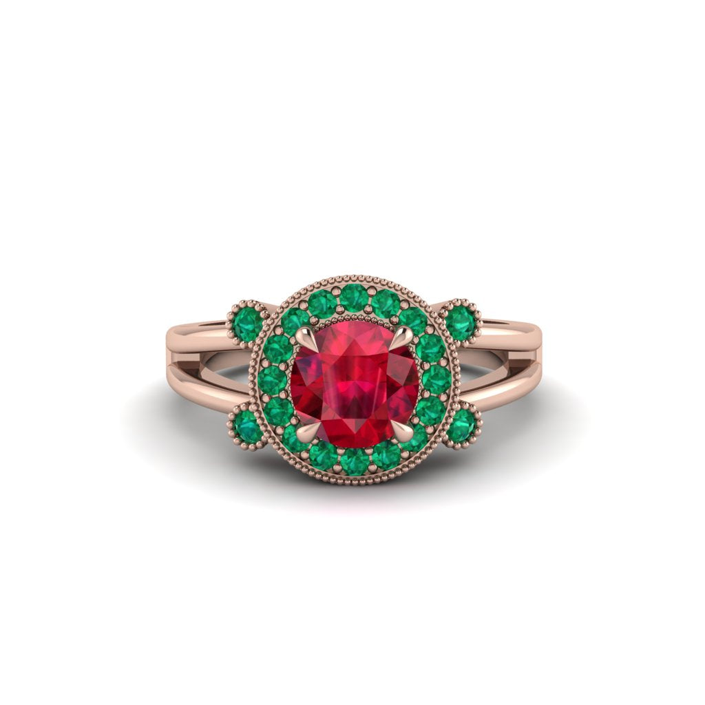 Radiant Ruby Halo Gold Engagement Ring - Madilyn No. 26