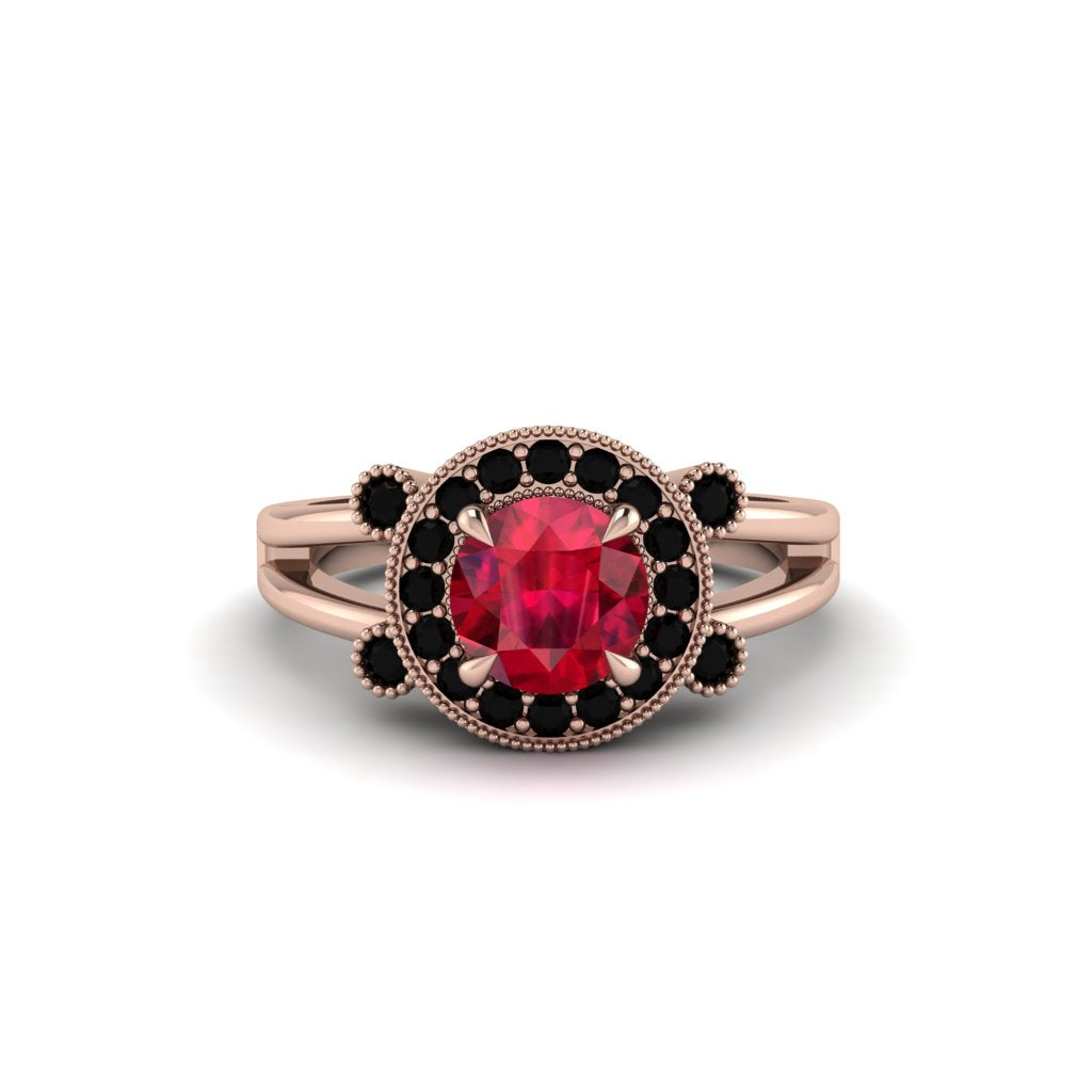 Radiant Ruby Halo Gold Engagement Ring - Madilyn No. 41