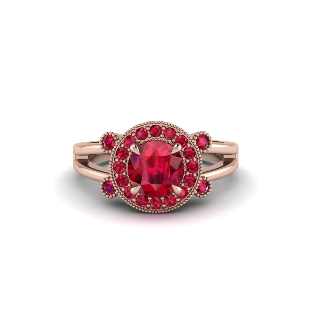 Radiant Ruby Halo Gold Engagement Ring - Madilyn No. 56