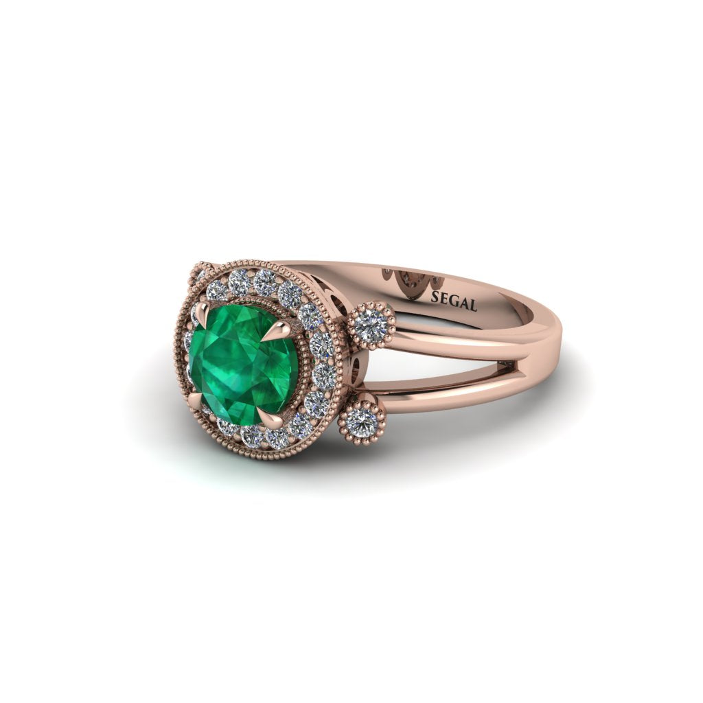 Radiant Emerald Halo Gold Engagement Ring - Madilyn No. 5