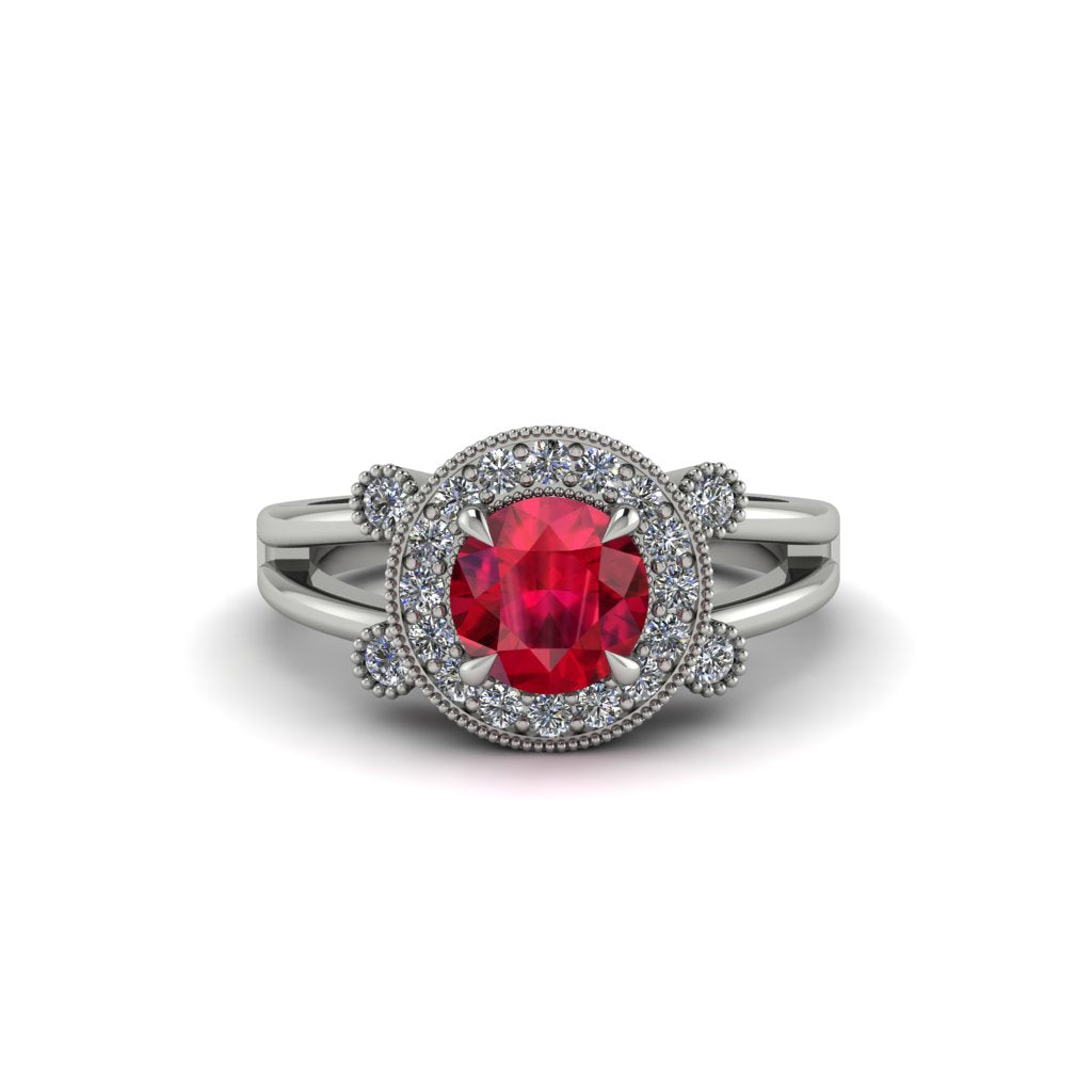 Radiant Ruby Halo Gold Engagement Ring - Madilyn No. 12