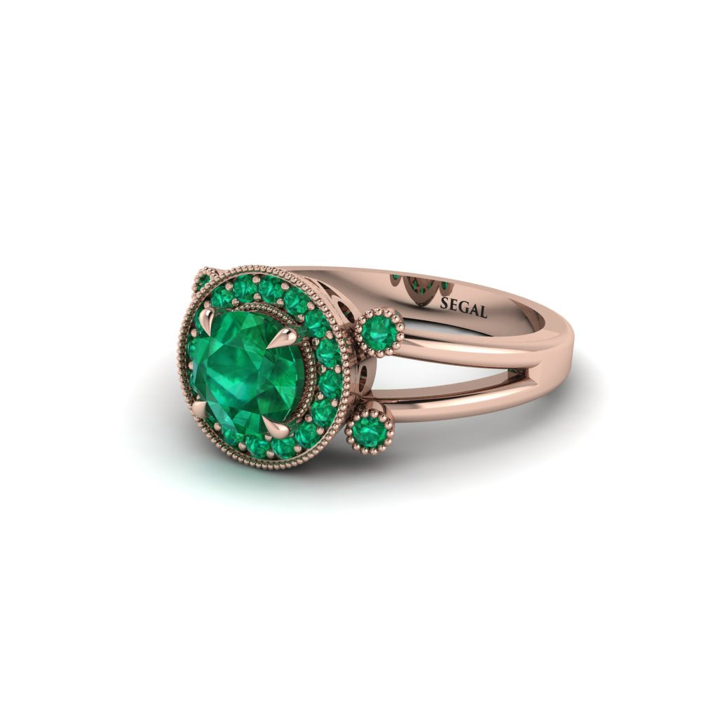 Radiant Emerald Halo Gold Engagement Ring - Madilyn No. 20