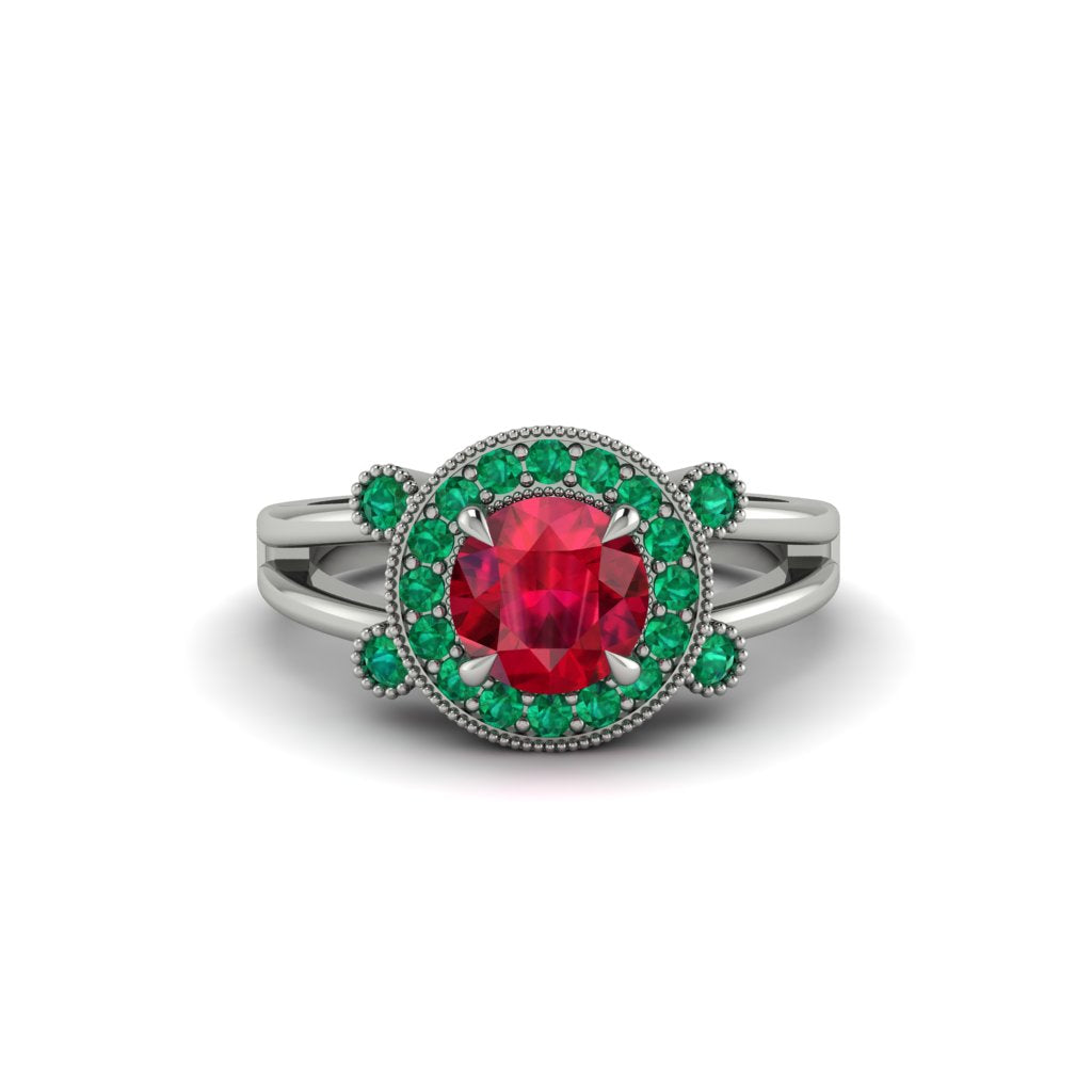 Radiant Ruby Halo Gold Engagement Ring - Madilyn No. 27