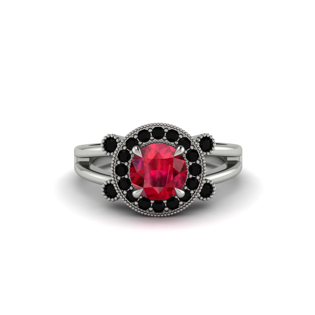 Radiant Ruby Halo Gold Engagement Ring - Madilyn No. 42
