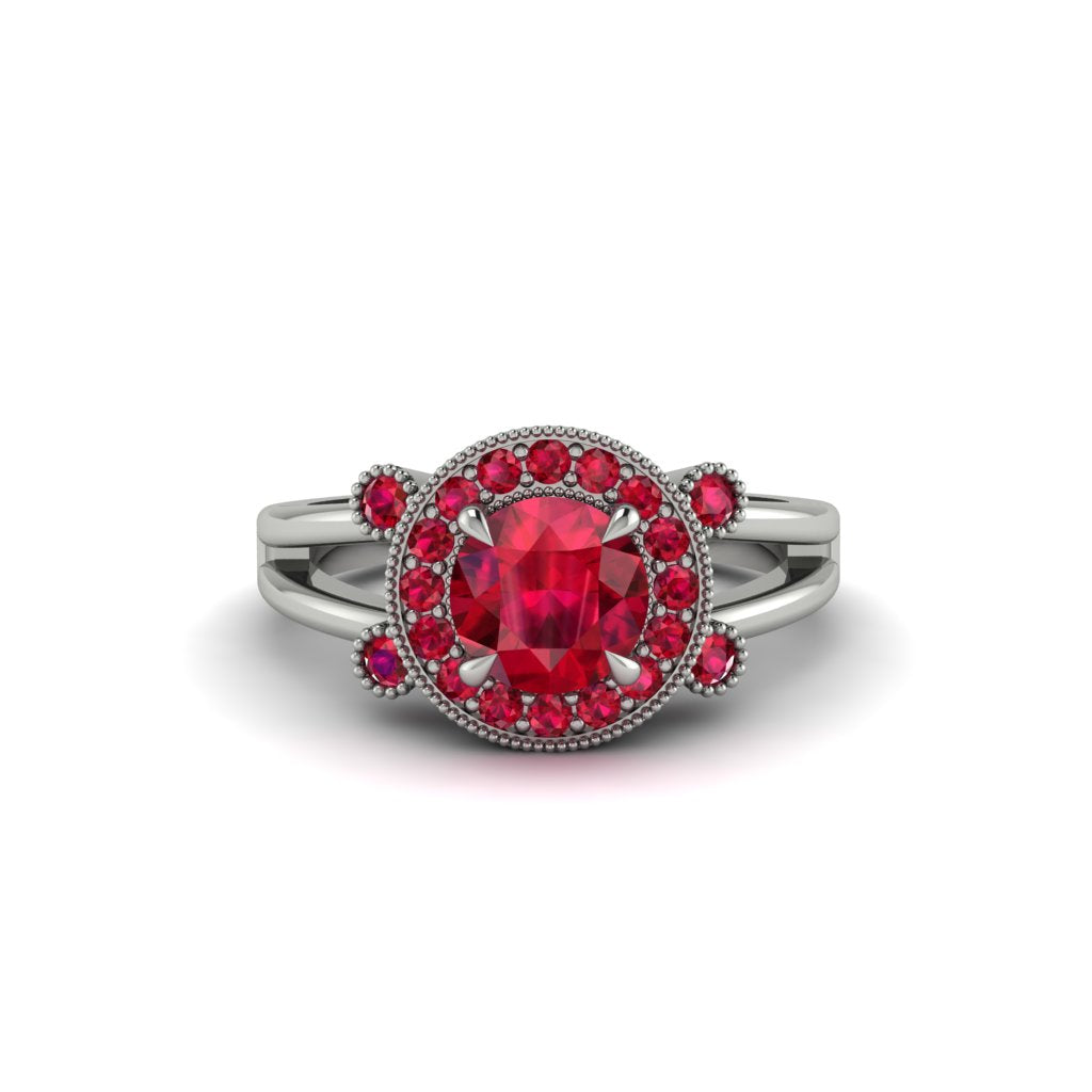 Radiant Ruby Halo Gold Engagement Ring - Madilyn No. 57