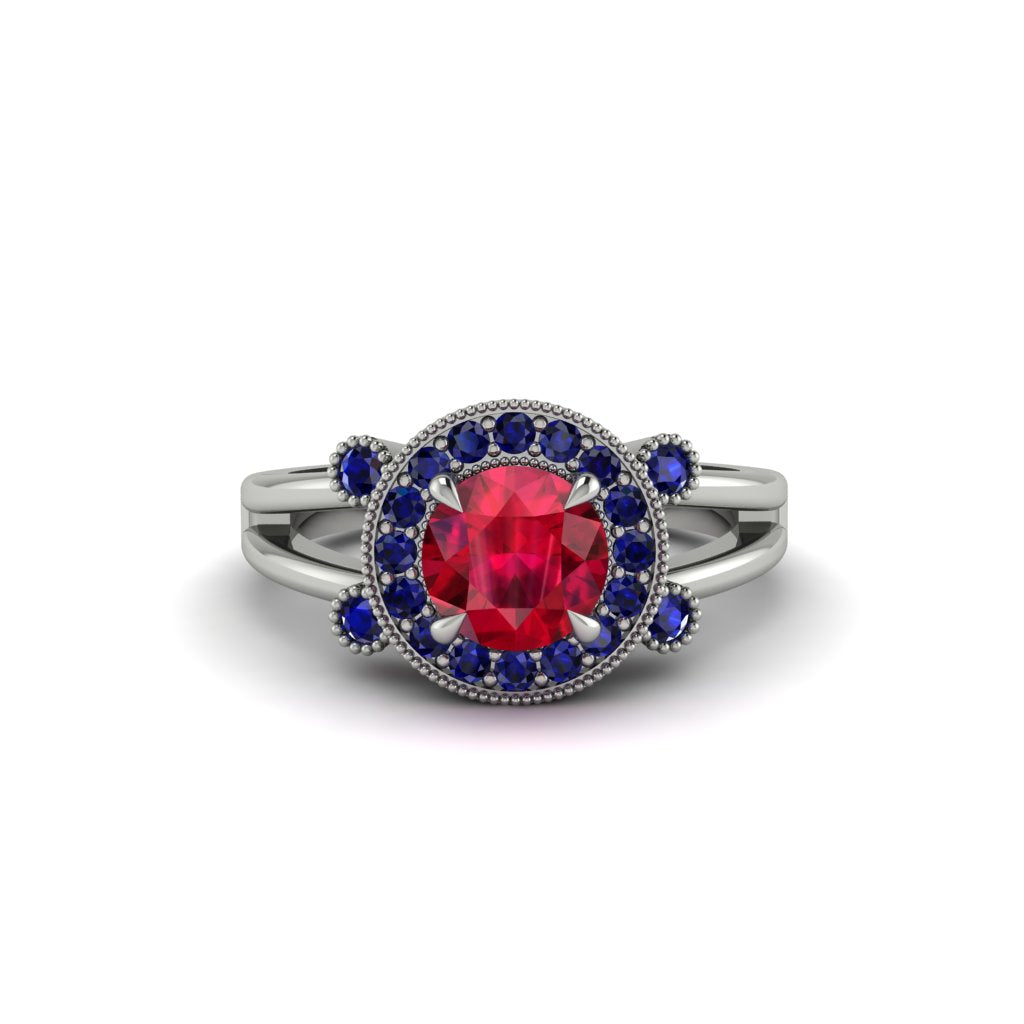 Radiant Ruby Halo Gold Engagement Ring - Madilyn No. 72