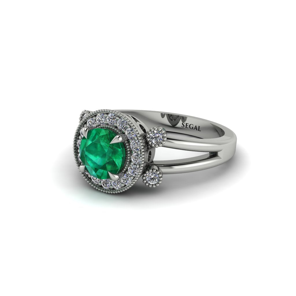 Radiant Emerald Halo Gold Engagement Ring - Madilyn No. 6