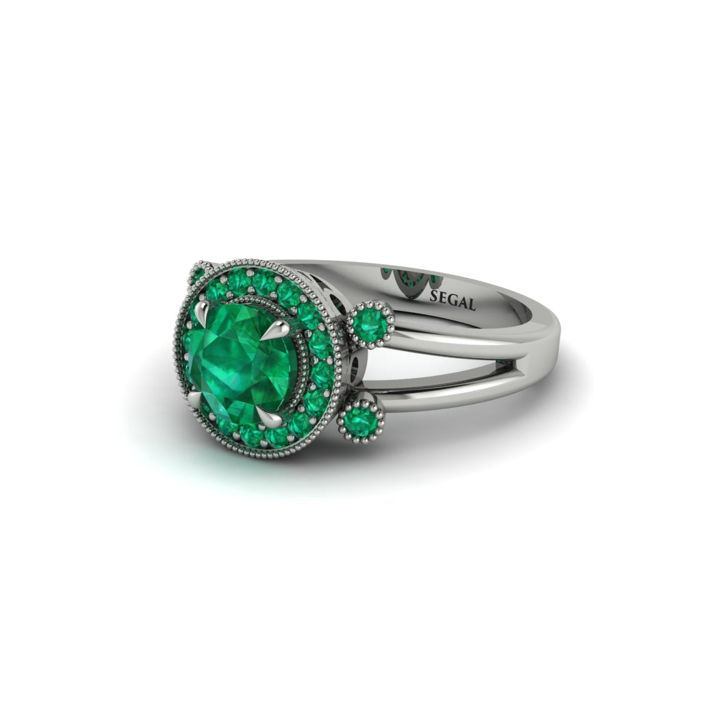 Radiant Emerald Halo Gold Engagement Ring - Madilyn No. 21