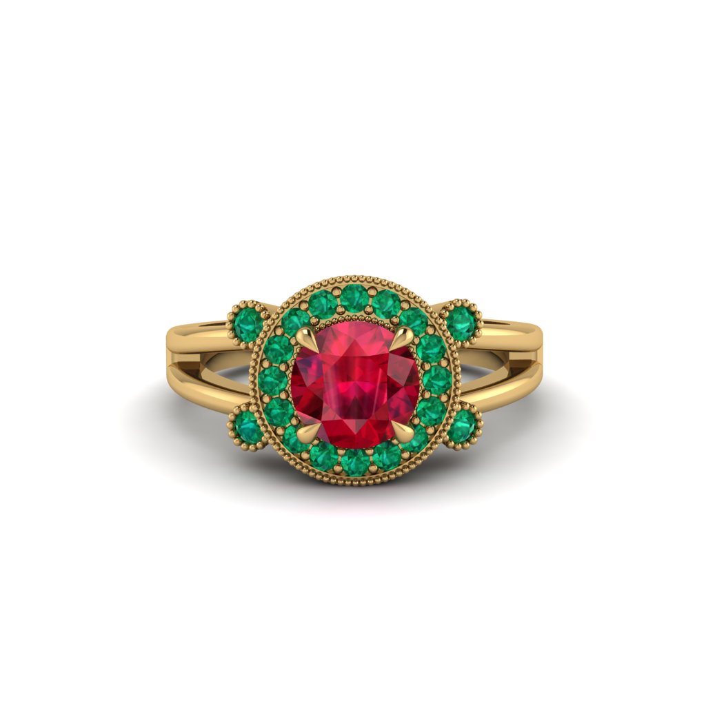 Radiant Ruby Halo Gold Engagement Ring - Madilyn No. 25